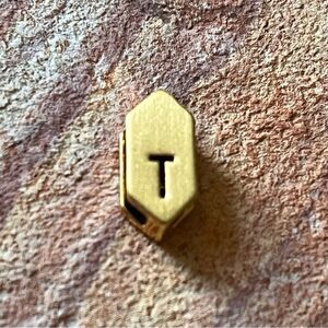 KEEP Collective Stella & Dot Brushed Gold-Tone GEO Cut Out Slide Letter T Charm